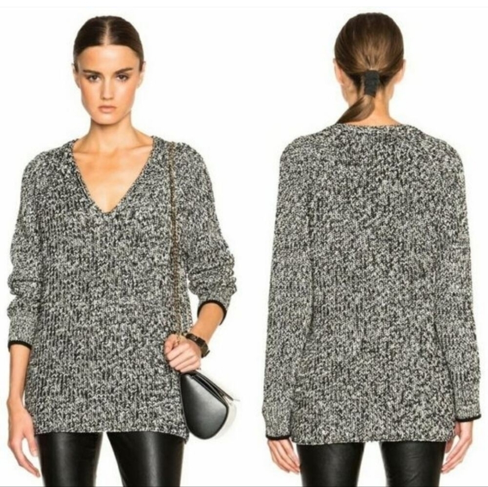 Rag & Bone Wool Blend Black and White V-Neck Sweater